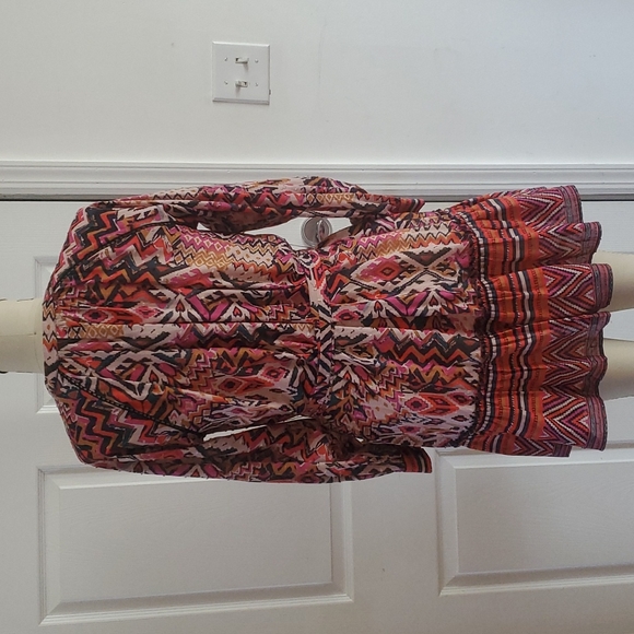 Zara Pastel Pink Geometric Short Dress Boho Size XL - Picture 6 of 16